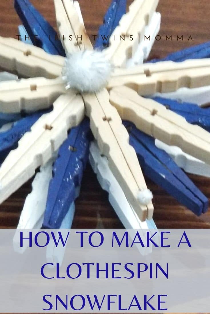 Making a clothespin snowflake is so much fun and kids love to paint them. They are an easy and cost-effective item that you can make in the comfort of your own home. via @irishtwinsmom11